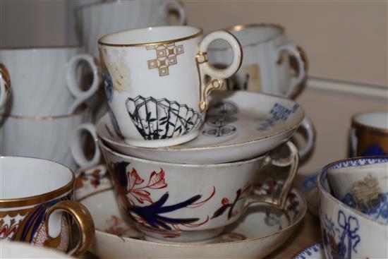 A large group of Worcester, New Hall, Regency tea and coffee wares and 19th century tea wares